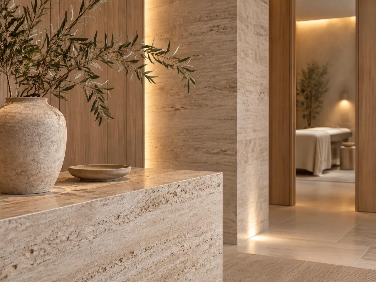 Natural stone and wood material details
